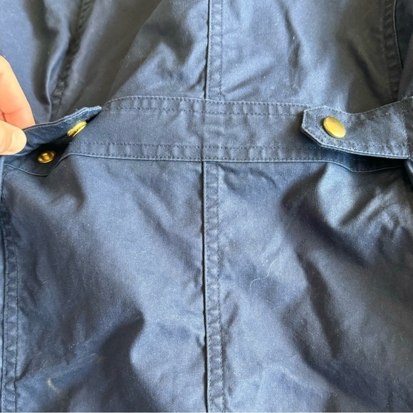 Women’s Waxed Canvas Barn Jacket raincoat hooded zip up navy blue sz S fisherman - Picture 10 of 17